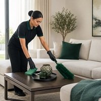 Home HMCS cleaner providing professional house cleaning in a modern UAE home